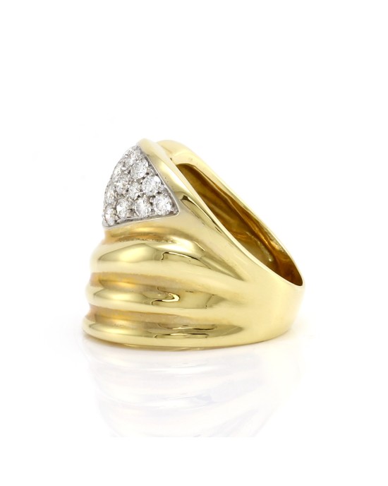 Pave Diamond Fluted Wave Staement Ring